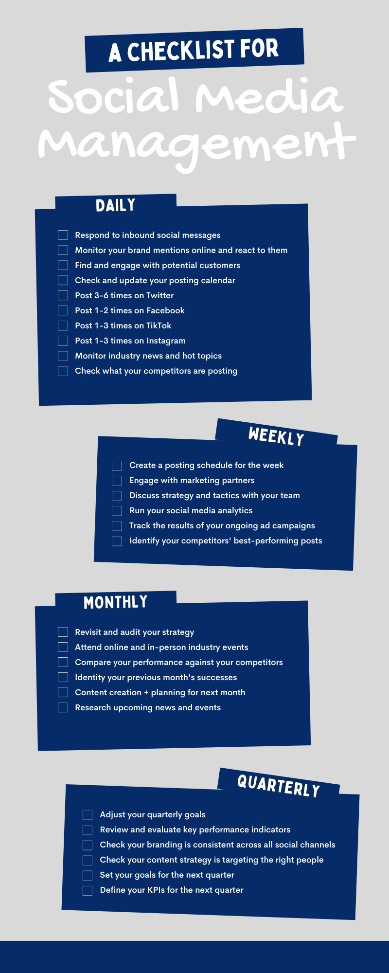Colorful Checklist For Social Media Managers Infographic Colorful Checklist For Social Media Managers Infographic
